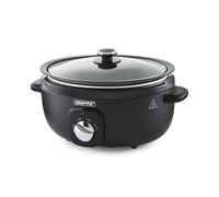 Geepas 3.5 Litre Slow Cooker | 3 Temperature Settings, Removable Easy-Clean Aluminum Bowl | Tempered Glass Lid & Cool Touch Handles, Chalkboard Design | 2 Year Warranty, Black