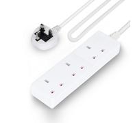 Geepas 3 Gang Extension Lead, 1M Cable Wall Mountable