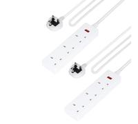 3 Gang Extension Lead, 2M Cable Pack of 2 Geepas White One Size