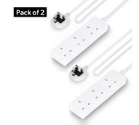 Geepas 3 Gang Extension Lead, 2M Cable Wall Mountable Pack of 2 in Off-White Geepas Off-White