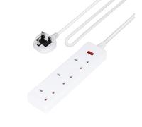 GEEPAS 3 Gang Extension Lead, 2M Cable | 3-Way Plug Extension Cable with Neon Indicator Light | Wall Mountable & Multi Socket Mains Strip for Home Bedroom Office | Heavy Duty UK Plug | White
