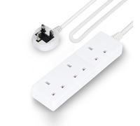 GEEPAS 3 Gang Extension Lead, 5M Cable | 3-Way Plug Extension Cable | 3 Socket Power Strip, 13A | Heavy Duty UK Plug | White