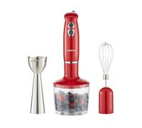 3-in-1 Hand Blender Mixer Chopper Food Processor Stainless Steel Blades 400W Geepas Red One Size