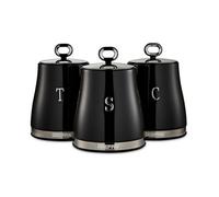 GEEPAS Canisters Set Kitchen Storage Container Tea Coffee Sugar Set of 3 1.4L