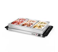 Geepas 300W Electric Food Warmer Buffet Server 3 X 2.4 Litre, Silver