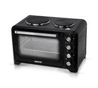 GEEPAS 38L Mini Oven with 2 Hot Plates | Tabletop Electric Oven with Rotisserie Convection | 1600W Temp Control 100-230°C Double Glass Door 60min Timer Auto Shut Off | Compact for Dorm Caravan Kitchen
