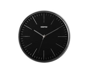 GEEPAS 3D Number Wall Clock Black Analog Silent Timepiece, Modern Glass Cover Design for Home Living Room Office Decor, Non-Ticking Battery Operated, 2 Year Warranty