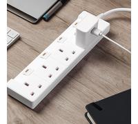 4 Gang Extension Lead, 10M Cable 4 Sockets with Individual Switches Geepas White One Size