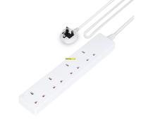 4 Gang Extension Lead, 10M Cable Wall Mountable & Multi Socket Mains Geepas White One Size
