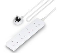 Geepas 4 Gang Extension Lead, 3M Cable 4 Socket Power Strip in White Geepas White