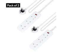 Geepas 4 Gang Extension Lead, 1M Cable Indicator Light Pack of 2 in White Geepas White