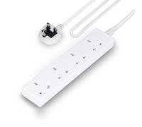 GEEPAS 4 Gang Extension Lead, 2M Cable | 4-Way Plug Extension Cable, 13A | Wall Mountable & Multi Socket Mains Strip for Home Bedroom Office