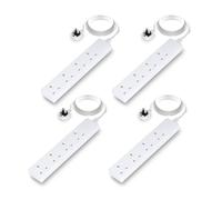 GEEPAS 4 Gang Extension Lead, 2M Cable | 4-Way Plug Extension Cable, Overload Protection | Wall Mountable & Multi Socket Mains Strip for Home Bedroom Office | Heavy Duty UK Plug | White Pack of 4