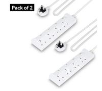 Geepas 4 Gang Extension Lead, 2M Cable 4-Way Plug Extension Cable Pack Of 2