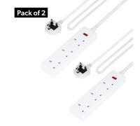 Geepas 4 Gang Extension Lead, 2M Cable Indicator Light Pack of 2 in White Geepas White
