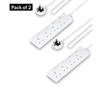 Geepas 4 Gang Extension Lead, 2M Cable Pack of 2 in Off-White Geepas Off-White