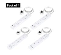 Geepas 4 Gang Extension Lead, 2M Cable Wall Mountable 2 USB Ports in White Geepas White