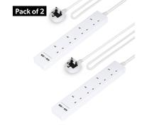 Geepas 4 Gang Extension Lead, 2M Cable Wall Mountable 2 USB Ports in White Geepas White