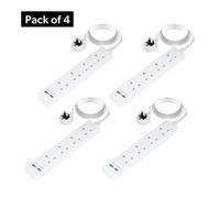 Geepas 4 Gang Extension Lead, 2M Cable Wall Mountable 2 Usb Ports Pack Of 4