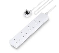 Geepas 4 Gang Extension Lead, 2M Cable Wall Mountable & Multi Socket Mains in White Geepas White