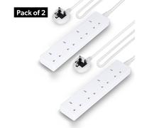 Geepas 4 Gang Extension Lead, 2M Cable 4-Way Plug Extension Cable Pack Of 2