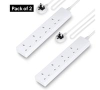 Geepas 4 Gang Extension Lead, 2M Cable Wall Mountable Pack Of 4