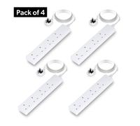 Geepas 4 Gang Extension Lead, 2M Cable Wall Mountable & Multi Socket Mains Strip Pack of 4 in White Geepas White
