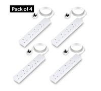 GEEPAS 4 Gang Extension Lead, 2M Cable | 4-Way Plug Extension Cable, Overload Protection | Wall Mountable & Multi Socket Mains Strip for Home Bedroom Office | Heavy Duty UK Plug | White Pack of 4