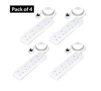 Geepas 4 Gang Extension Lead, 2M Cable Wall Mountable Pack of 4 in White Geepas White