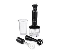 Geepas 4-in-1 Hand Blender with Electric Whisk, 860ML Vegetable Chopper & 600ML Beaker | 200W Stick Blender, Soup Mixer, Hand Immersion blender| Mini Food Processor for Baby Food Soup Fruits Egg Whisk