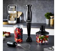 Geepas 4-in-1 Hand Blender with Electric Whisk, 860ML Vegetable Chopper & 600ML Beaker | 200W Stick Blender, Soup Mixer, Hand Immersion blender| Mini Food Processor for Baby Food Soup Fruits Egg Whisk