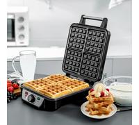 GEEPAS 4 Slice Belgian Waffle Maker 1000W Nonstick Iron Electric Baker Breakfast