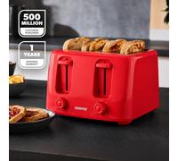 Geepas 4 Slice Toaster 1400W | 6 Browning Levels & Dual Controls in Red Geepas Red