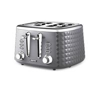 GEEPAS Argyle 4 Slice Toaster | 7 Browning Levels with Cancel Defrost Reheat | For Thin Small Bread Slice | 2 Independent Controls 2 Removable Crumb Trays High Lift | 2 Yr Warranty 1750W Grey