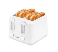 GEEPAS 4 Slice Toaster | 6 Browning Levels with Cancel Function | For Thin Small Bread Slice | 2 Independent Controls 2 Removable Crumb Trays Cool Touch High Lift | 1 Yr Warranty 1400W White