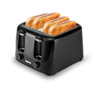 GEEPAS 4 Slice Toaster | 6 Browning Levels with Cancel Function | For Thin Small Bread Slice | 2 Independent Controls 2 Removable Crumb Trays Cool Touch High Lift | 1 Yr Warranty 1400W Black