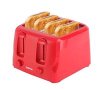 GEEPAS 4 Slice Toaster | 6 Browning Levels with Cancel Function | For Thin Small Bread Slice | 2 Independent Controls 2 Removable Crumb Trays Cool Touch High Lift | 1 Yr Warranty 1400W Red