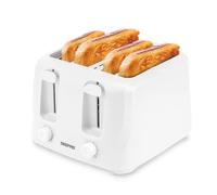 GEEPAS 4 Slice Toaster | 6 Browning Levels with Cancel Function | For Thin Small Bread Slice | 2 Independent Controls 2 Removable Crumb Trays Cool Touch High Lift | 1 Yr Warranty 1400W White