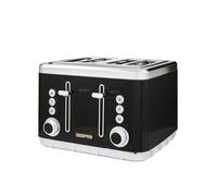 GEEPAS 4 Slice Toaster | 7 Browning Levels Eject Defrost Reheat Function | For Thin Small Bread Slice Removable Crumb Tray High Lift Lever | Space-Saving Design | 2 Yr Warranty 1860W Arcus Black