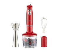 3-in-1 Hand Blender Mixer Chopper Food Processor Stainless Steel Blades 400W Geepas Red One Size