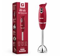 Geepas 400W Hand Blender Red Retrovive Stainless Steel Stick Blender UK
