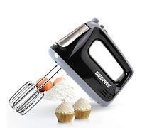 Geepas 400W Hand Mixer | Electric Whisk, Handheld Food Collection Cake Mixer for Baking | 5 Speed Turbo & Eject Button, Extra Long Stainless-Steel Beaters & Dough Hooks for Whipping Cream, Black