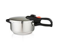 GEEPAS 4L Stainless Steel Pressure Cooker | Induction Hob Compatible Cooker | Quick Pressure Release Dual Handles for Fast Cooking at Home or in Catering Kitchens Energy Efficient Safety Lock Silver