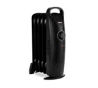 GEEPAS 5 Fin Oil Filled Radiator Heater Electric Mini Portable 450W Black | Adjustable Thermostat, Overheat Protection, Energy Efficient Heating, Modern, Fast Heating, Carry Handle for Home, Office