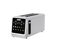 Geepas 5-in-1 Digital 4 Slice Long Slot Toaster, Bagels, 5 Bread Types, Stainless Steel Housing, Extra-Wide Slots, 1450W, Silver - GBT36566UK