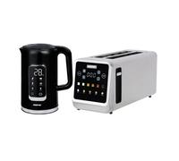 GEEPAS 5-in-1 Digital 4 Slice Long Toaster & Electric Kettle Set | 5 Temperature Settings Keep Warm Function 2200W 1.7L Cordless Jug Kettle | 6 Browning Levels, Cancel Defrost & Reheat Function 1450W