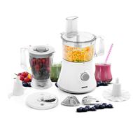 Geepas 500W 10 in 1 Food Processor Blender | Multifunctional Electric Chopper Shredder Grater Slicer & Dough Attachments | 1.2L Capacity 2 Speed & Pulse Control | Pure Copper Motor - 2 Years Warranty
