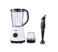 GEEPAS 500W Electric Jug Blender and 180W Black Hand Blender Combo set, Stainless Steel Blades, 2 Speed with Pulse Function, 1.5L Jar Coffee Grinder Mill, Food Processor Hand Blender - Black