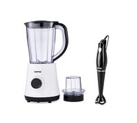 GEEPAS 500W Electric Jug Blender and 180W Black Hand Blender Combo set, Stainless Steel Blades, 2 Speed with Pulse Function, 1.5L Jar Coffee Grinder Mill, Food Processor Hand Blender - Black