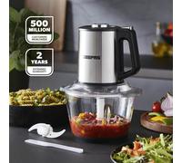 Geepas 500W Mini Food Processor 1.2L Glass Jar Food Chopper Mixer Electric Vegetable Cutter Perfect for Salads Salsa Pesto Curry Pastes
